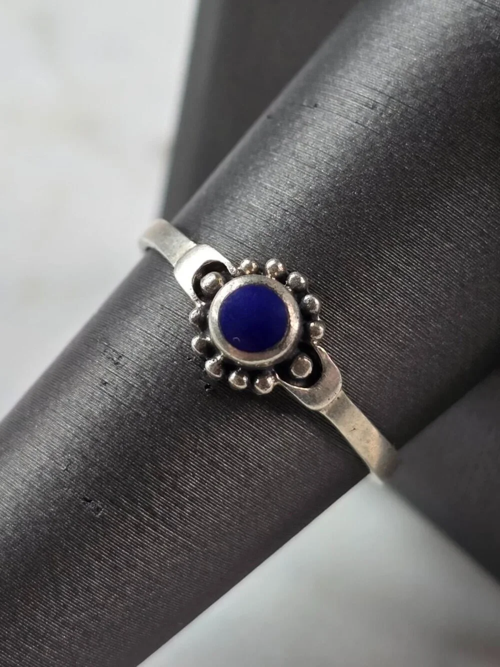 Womens Vintage Estate Sterling Silver Southwestern Lapis Ring 1.8g E627